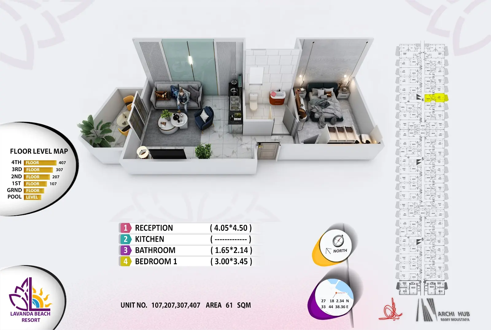 1-bedroom apartment 107, building 4 — Lavanda Beach Resort