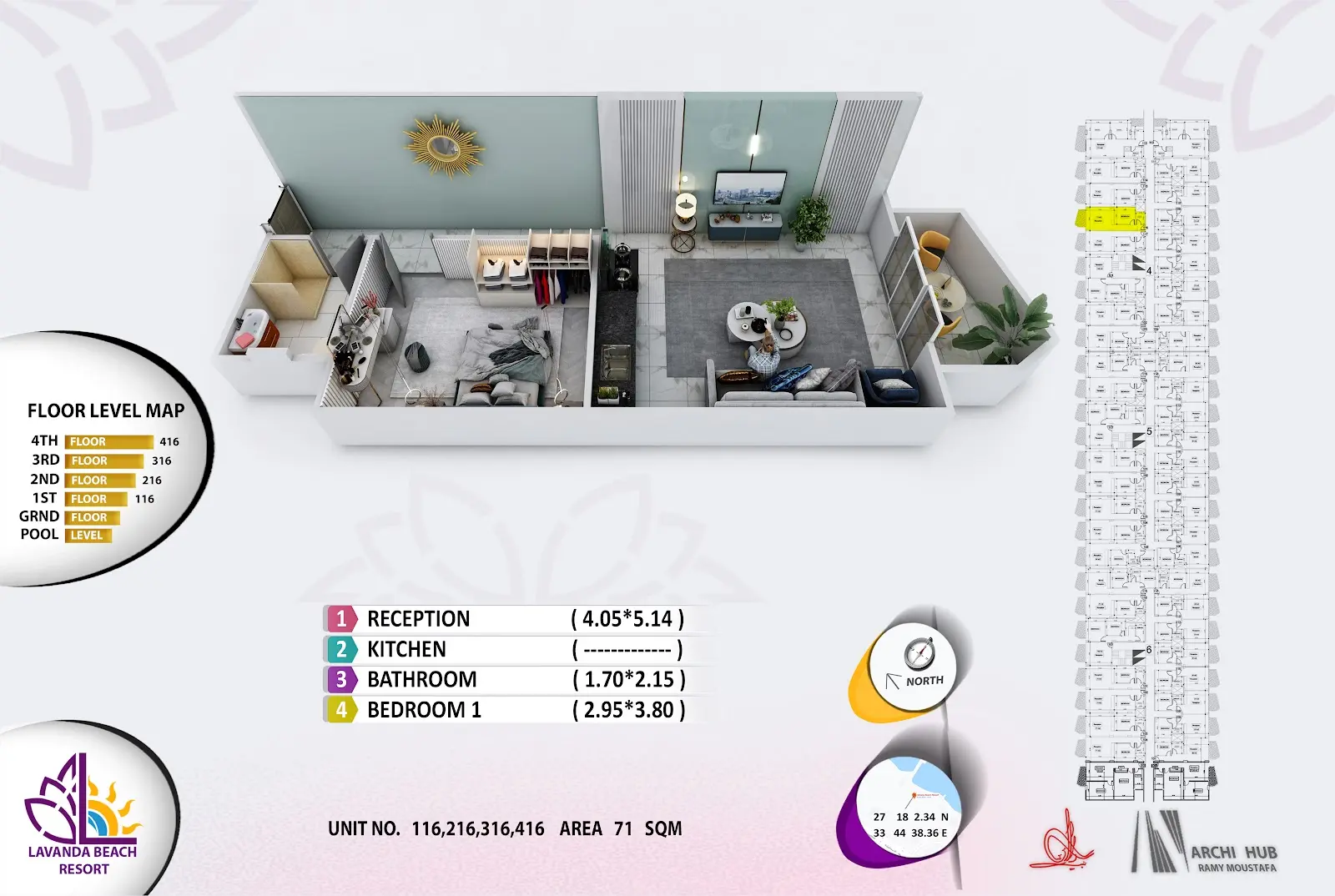1-bedroom apartment 116, building 4 — Lavanda Beach Resort