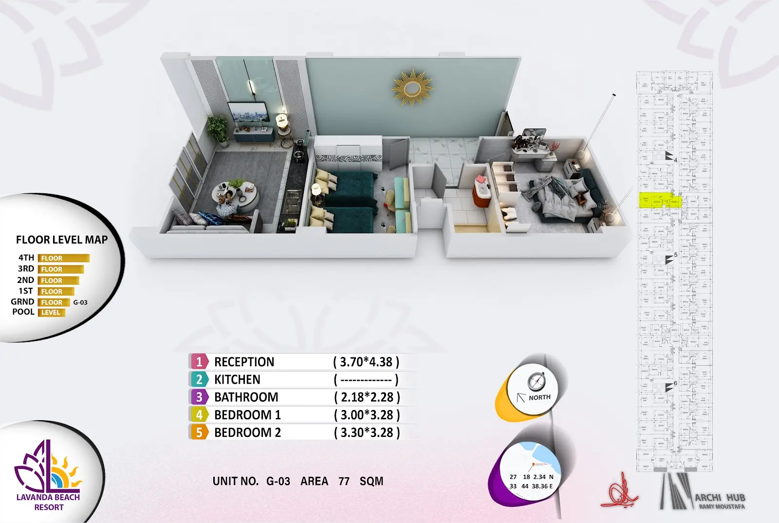 2-bedroom apartment G3, building 4 — Lavanda Beach Resort