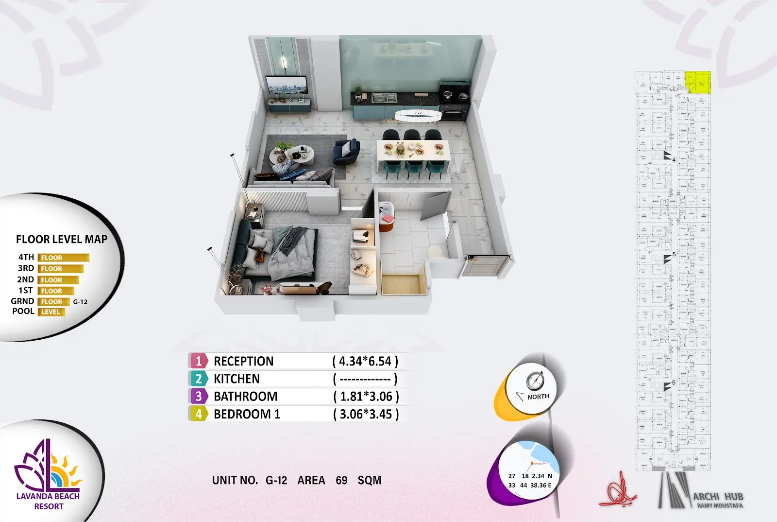 1-bedroom apartment G12, building 4 — Lavanda Beach Resort