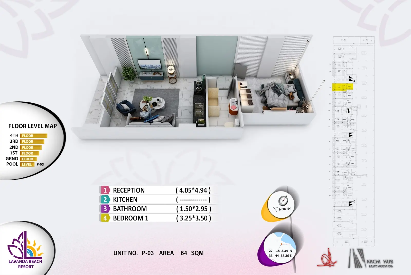 1-bedroom apartment B3, building 4 — Lavanda Beach Resort