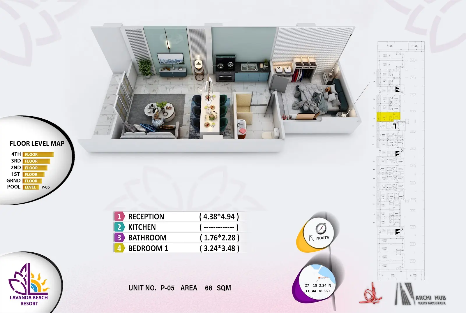 1-bedroom apartment B5, building 4 — Lavanda Beach Resort