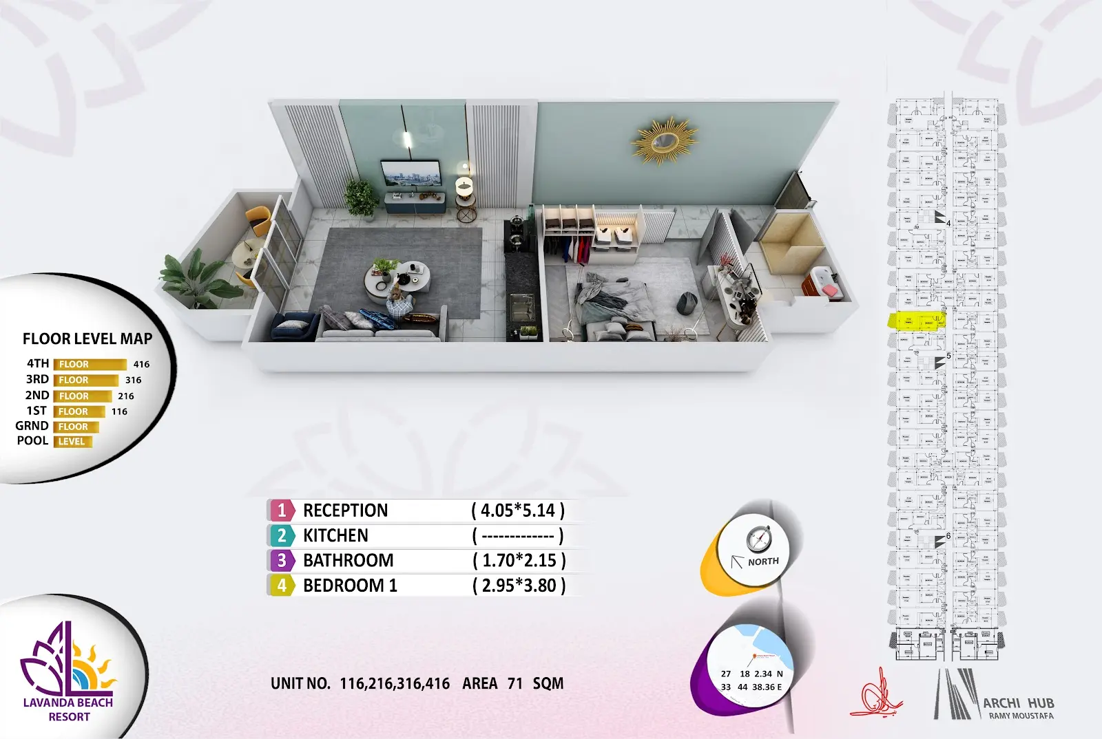 1-bedroom apartment 116, building 5 — Lavanda Beach Resort