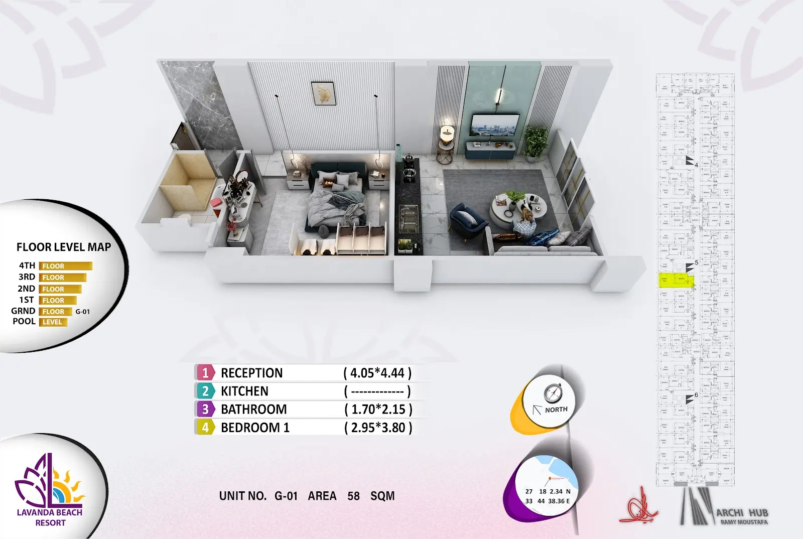 1-bedroom apartment G1, building 5 — Lavanda Beach Resort