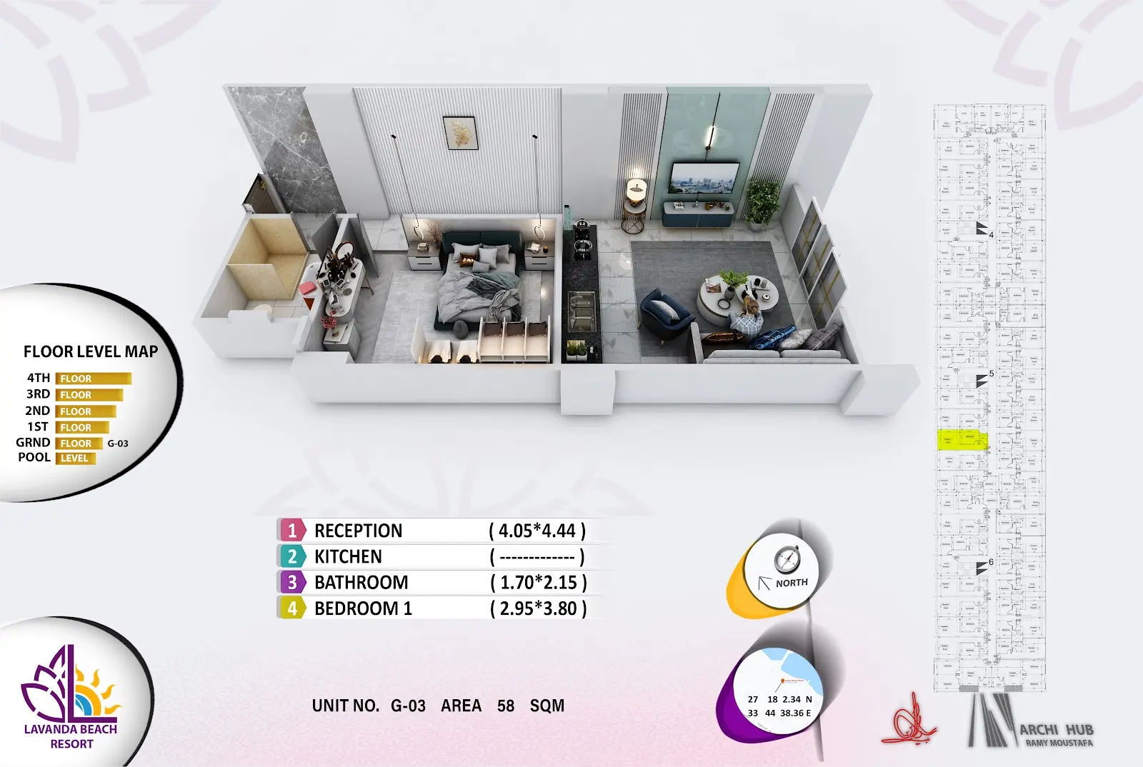 1-bedroom apartment G3, building 5 — Lavanda Beach Resort