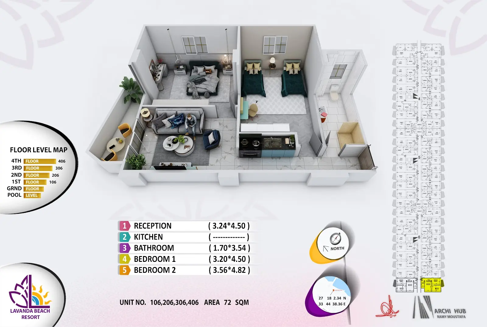 2-bedroom apartment 106, building 6 — Lavanda Beach Resort