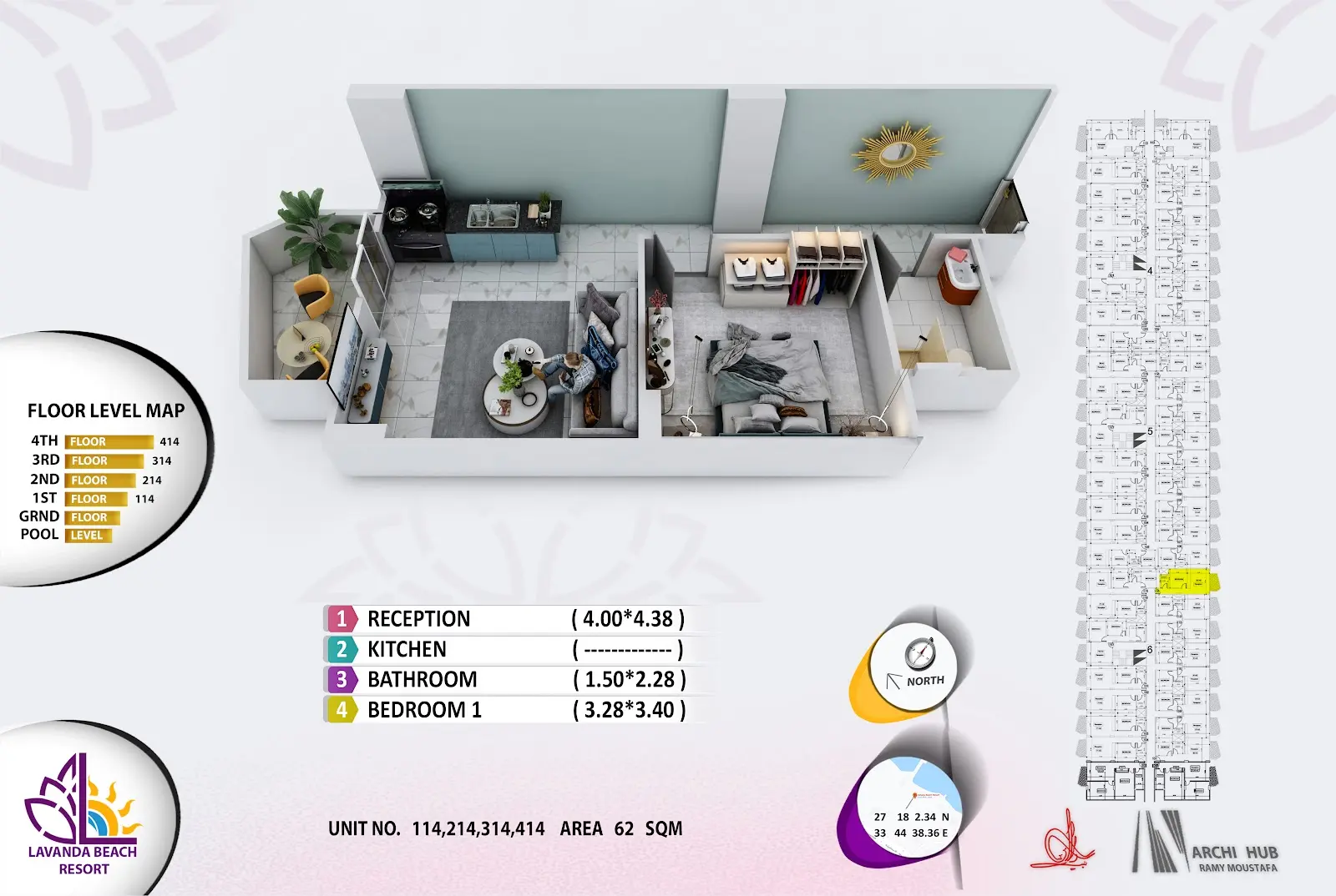 1-bedroom apartment 114, building 6 — Lavanda Beach Resort