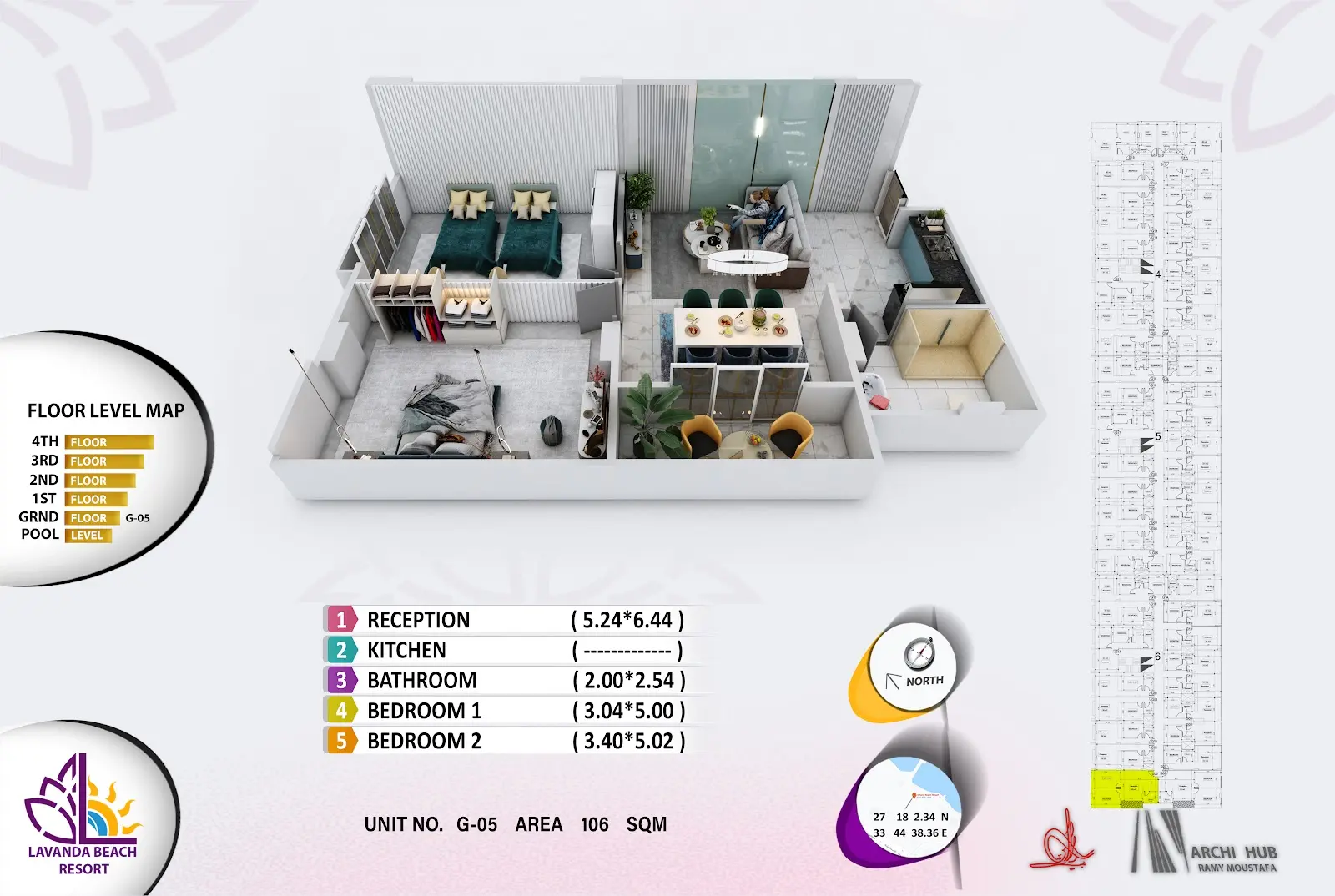 2-bedroom apartment G5, building 6 — Lavanda Beach Resort