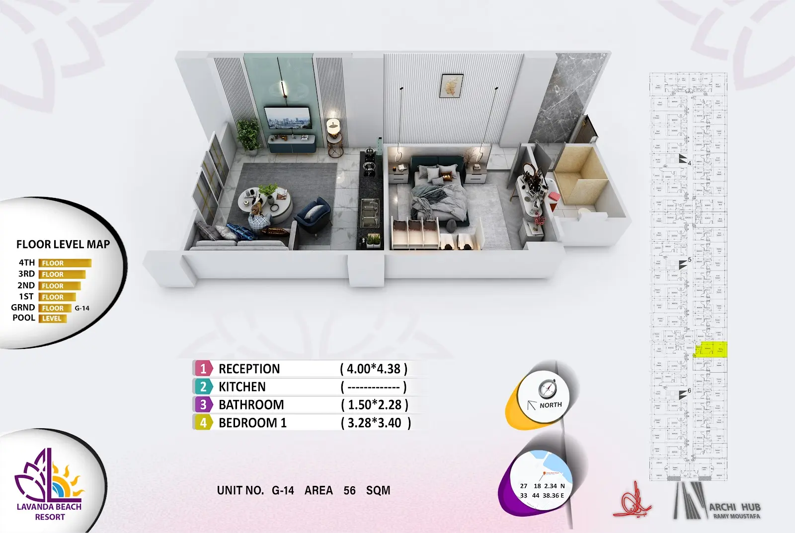 1-bedroom apartment G14, building 6 — Lavanda Beach Resort