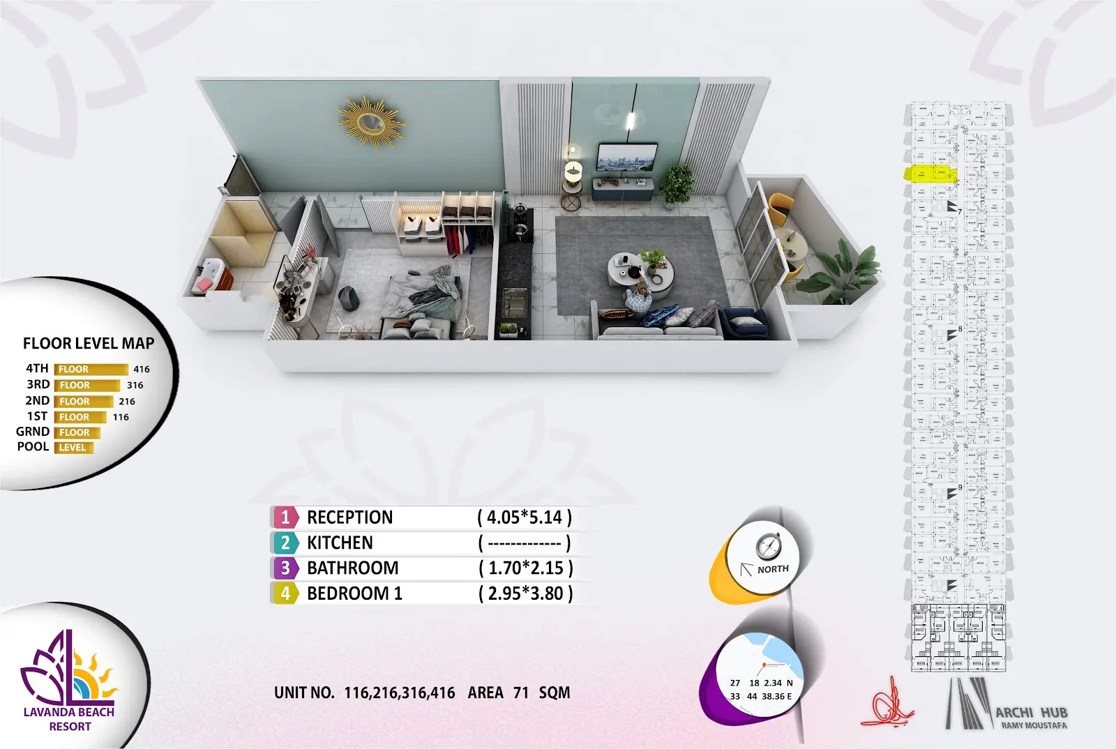 1-bedroom apartment 116, building 7 — Lavanda Beach Resort