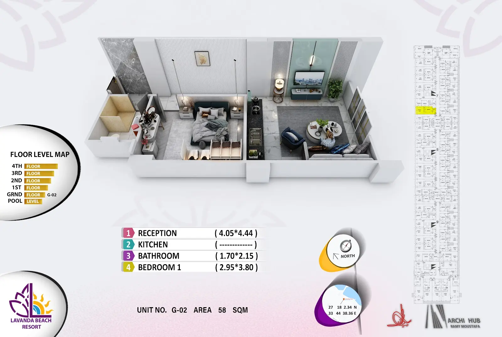 1-bedroom apartment G2, building 7 — Lavanda Beach Resort