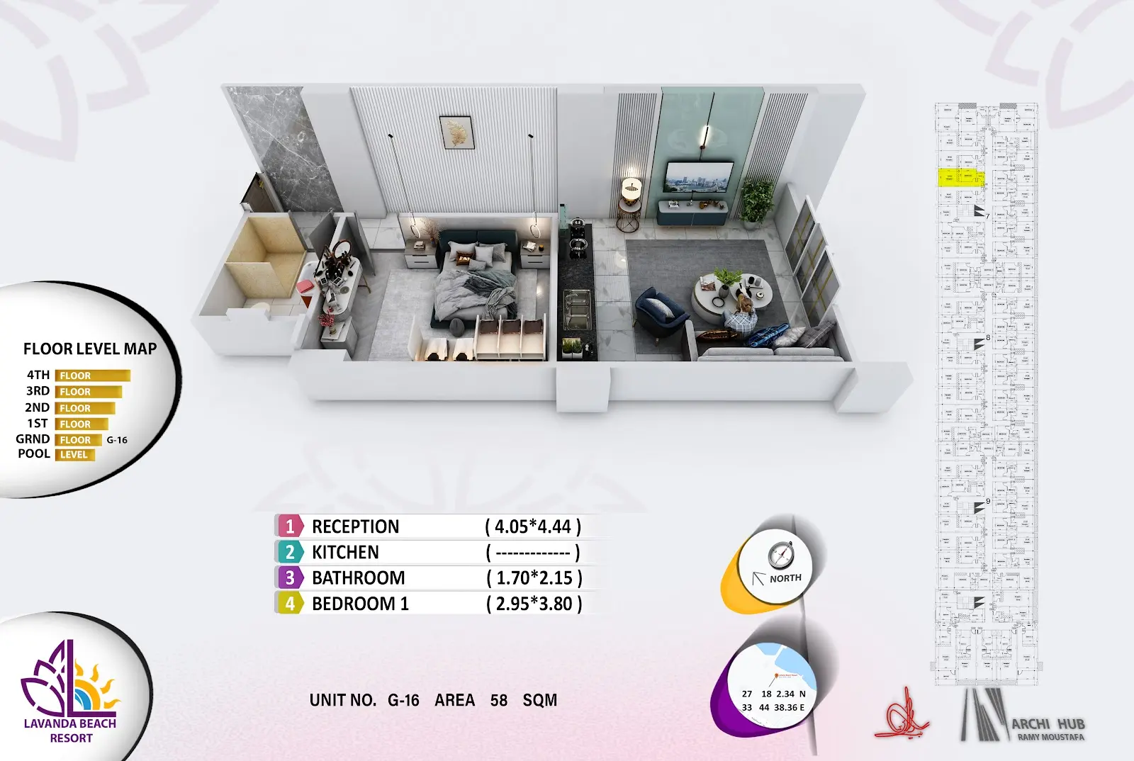 1-bedroom apartment G16, building 7 — Lavanda Beach Resort