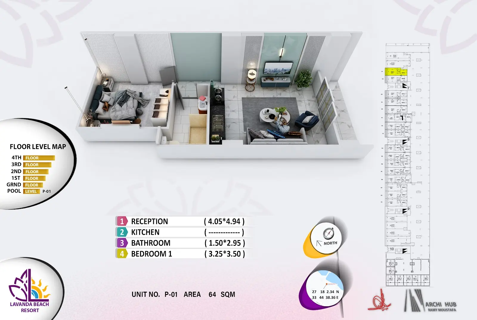 1-bedroom apartment B1, building 7 — Lavanda Beach Resort
