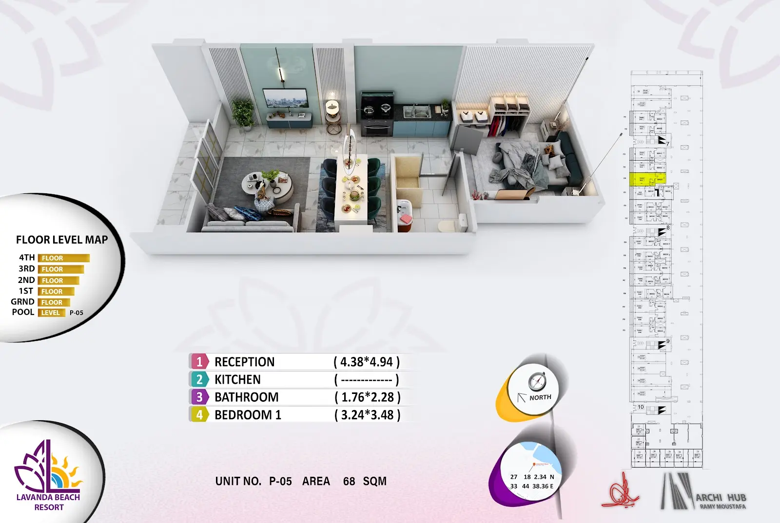 1-bedroom apartment B5, building 7 — Lavanda Beach Resort