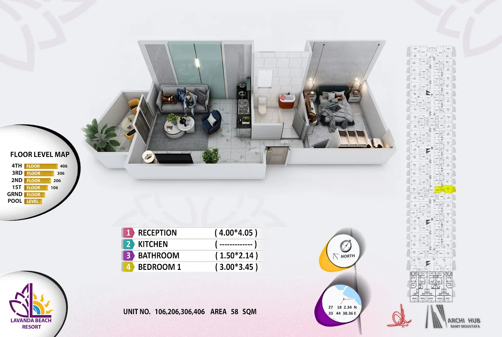 1-bedroom apartment 106, building 8 — Lavanda Beach Resort