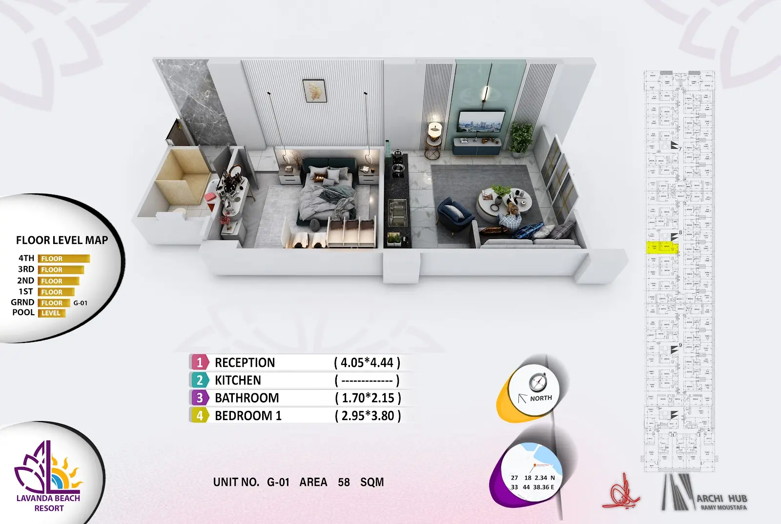 1-bedroom apartment G1, building 8 — Lavanda Beach Resort