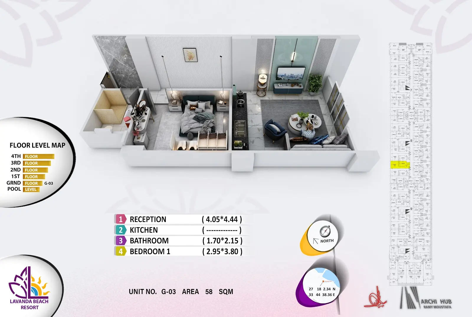 1-bedroom apartment G3, building 8 — Lavanda Beach Resort