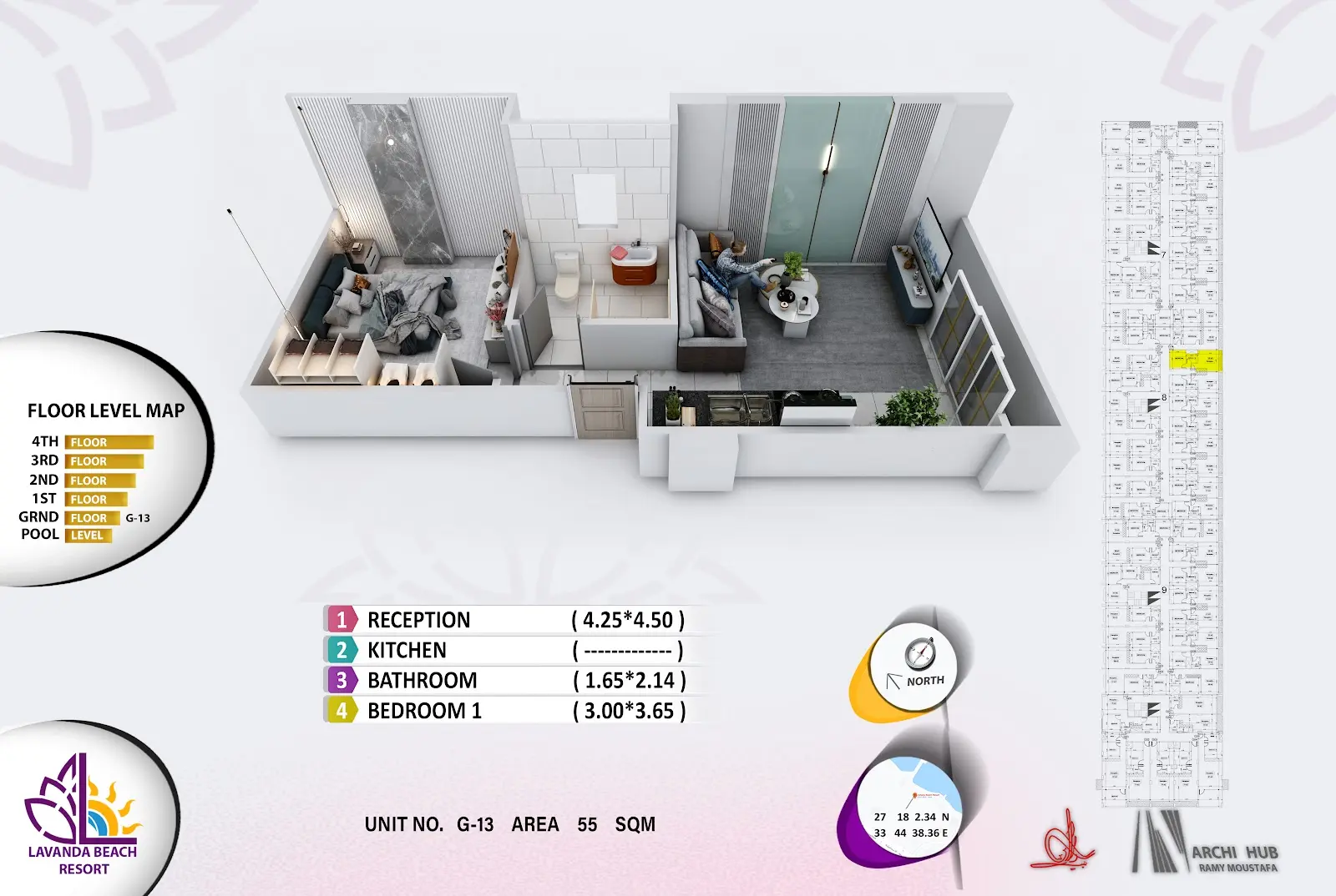 1-bedroom apartment G13, building 8 — Lavanda Beach Resort