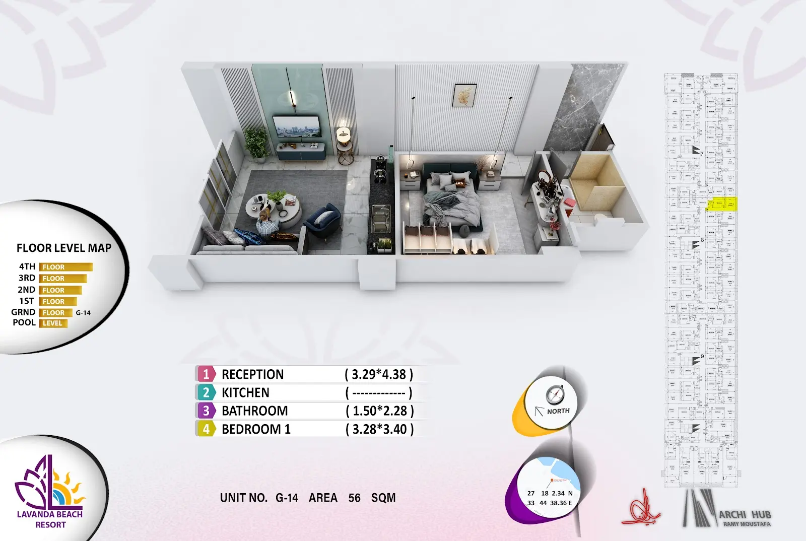 1-bedroom apartment G14, building 8 — Lavanda Beach Resort