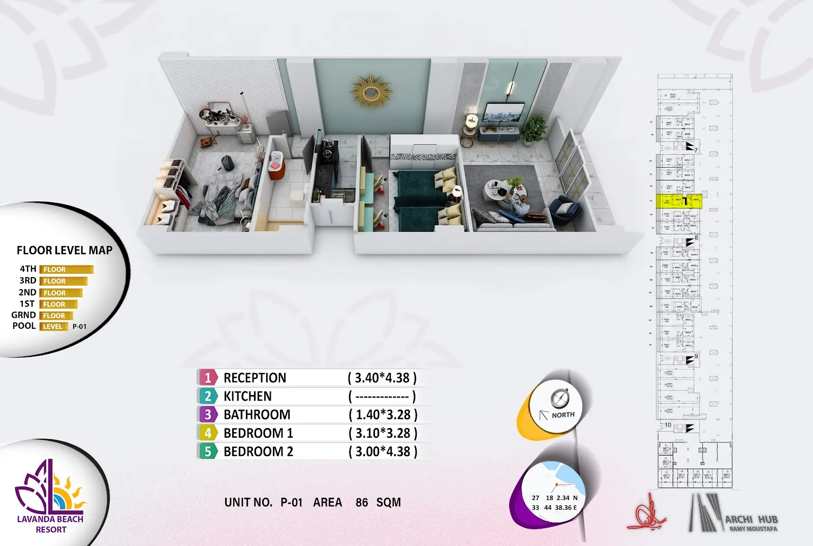 2-bedroom apartment B1, building 8 — Lavanda Beach Resort