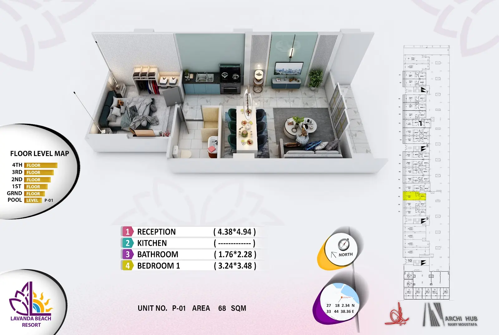 1-bedroom apartment B1, building 9 — Lavanda Beach Resort