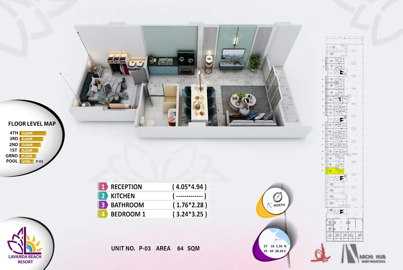 1-bedroom apartment B3, building 9 — Lavanda Beach Resort