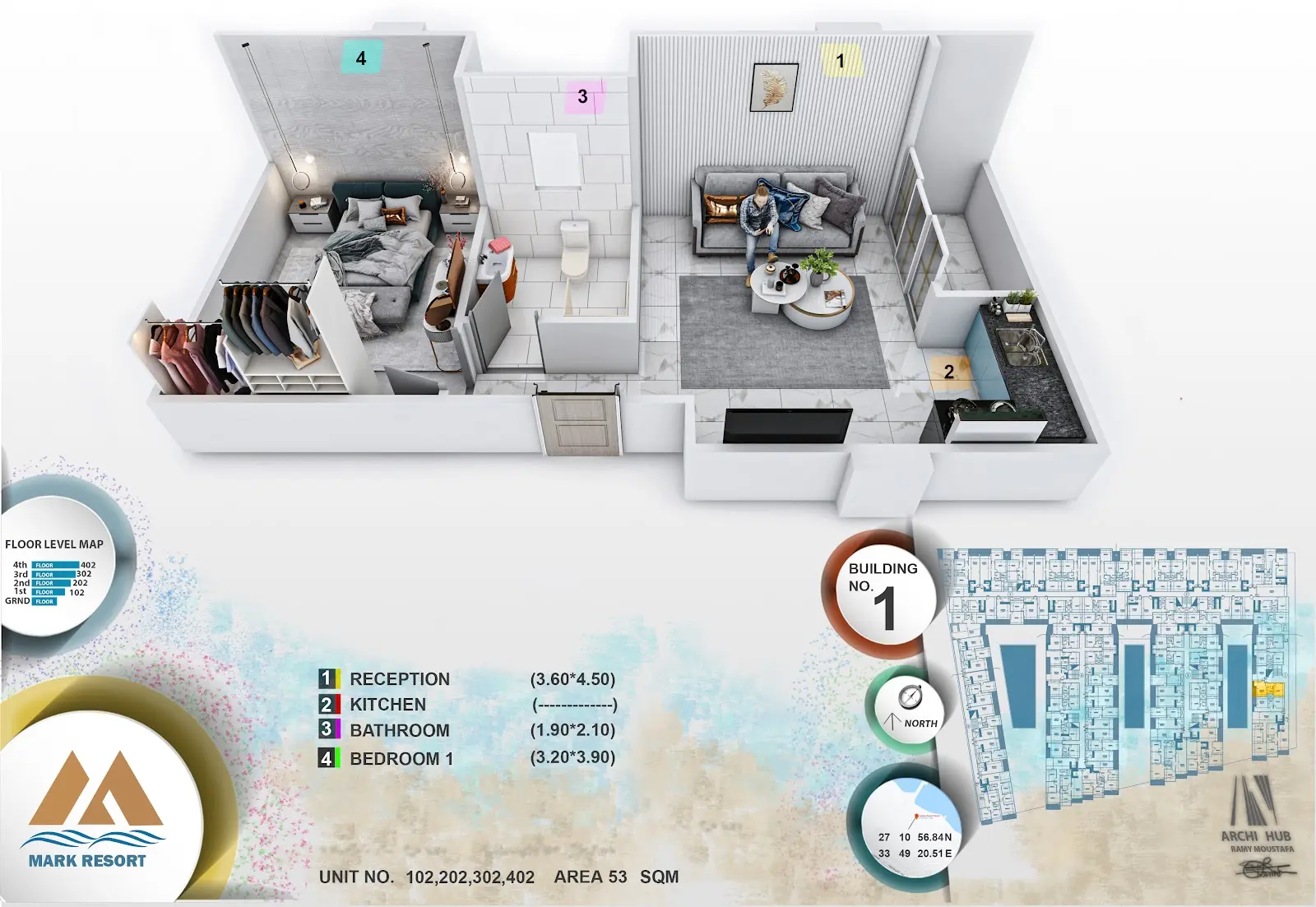 1-bedroom apartment 202, building 1 — Mark Resort
