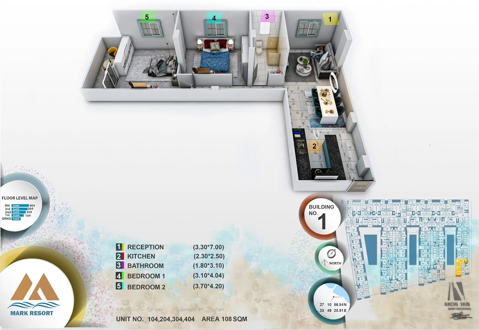 2-bedroom apartment 104, building 1 — Mark Resort