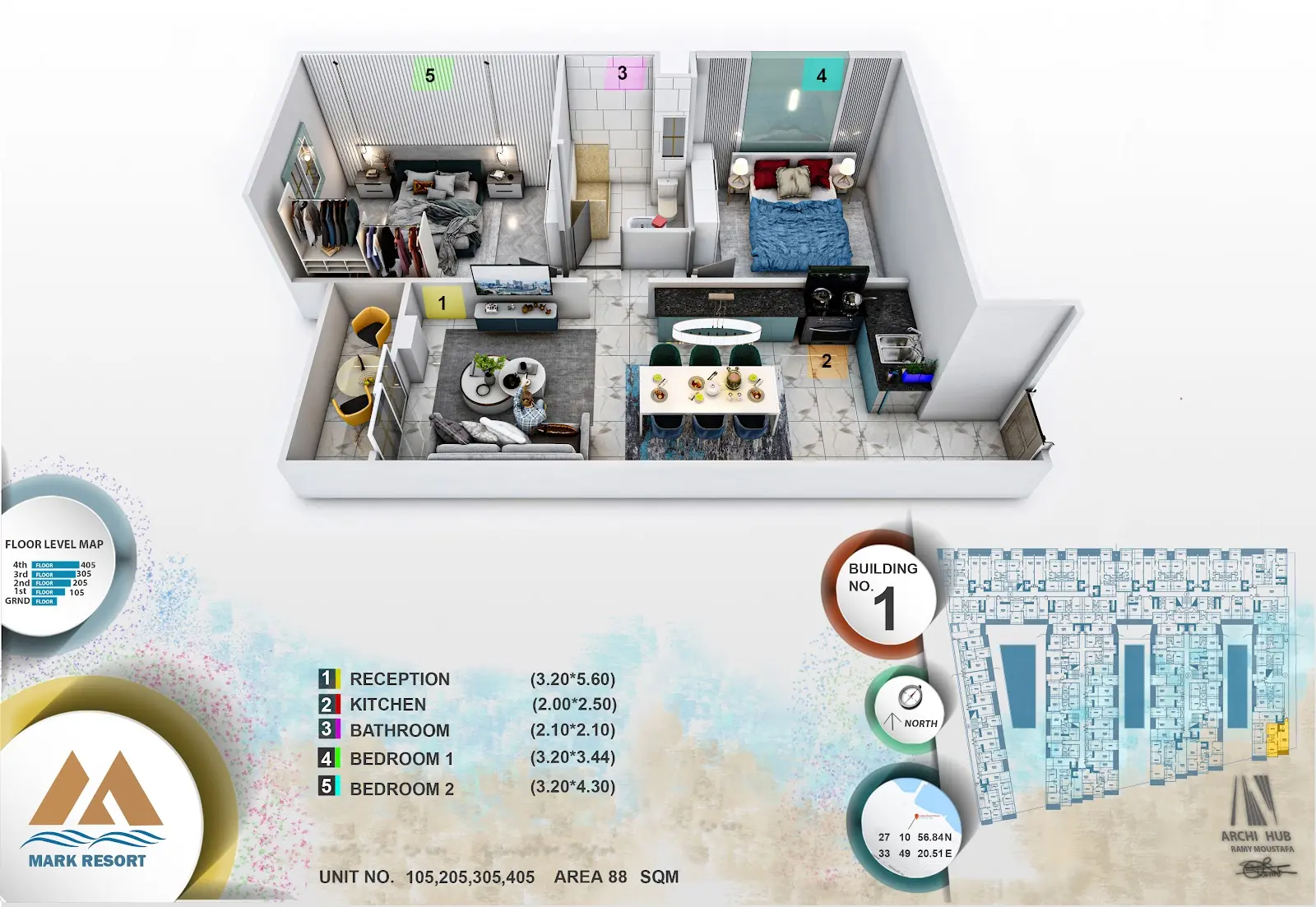 2-bedroom apartment 105, building 1 — Mark Resort