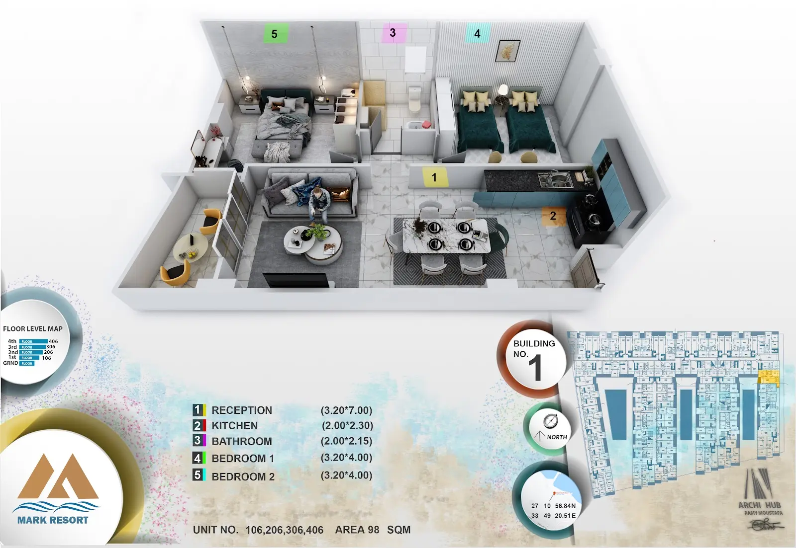2-bedroom apartment 106, building 1 — Mark Resort