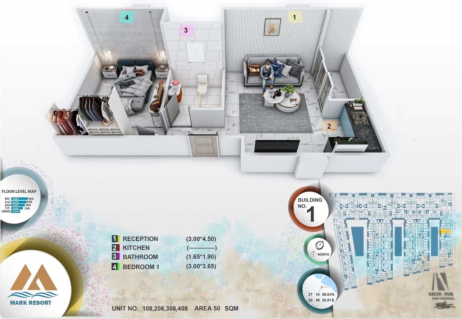 1-bedroom apartment 408, building 1 — Mark Resort