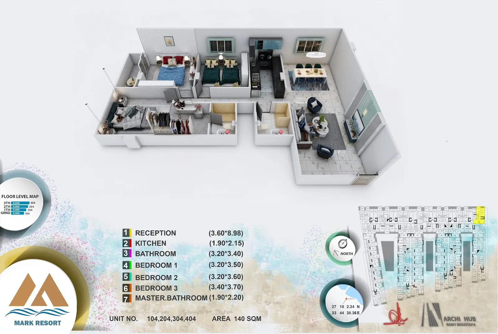3-bedroom apartment 104, building 2 — Mark Resort