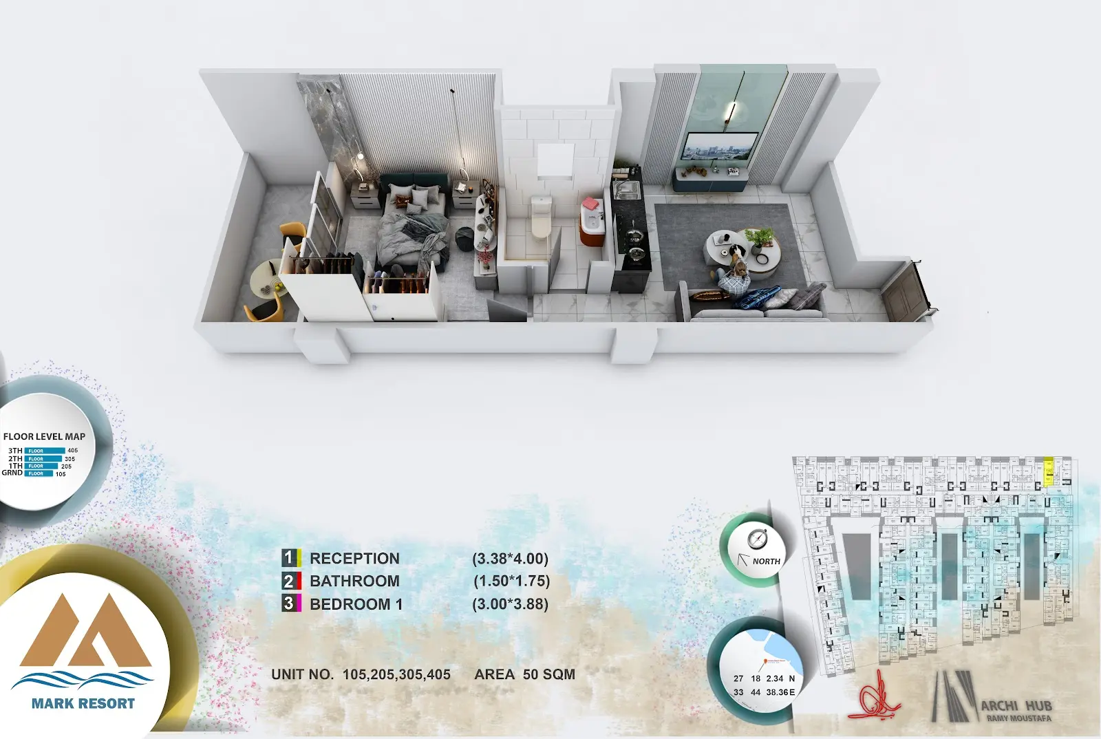 1-bedroom apartment 105, building 2 — Mark Resort