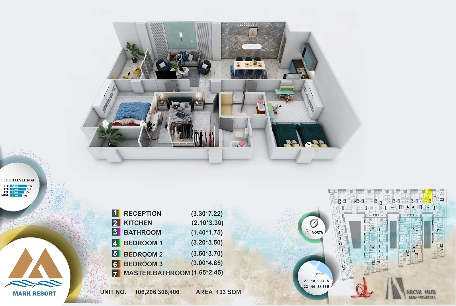 3-bedroom apartment 106, building 2 — Mark Resort