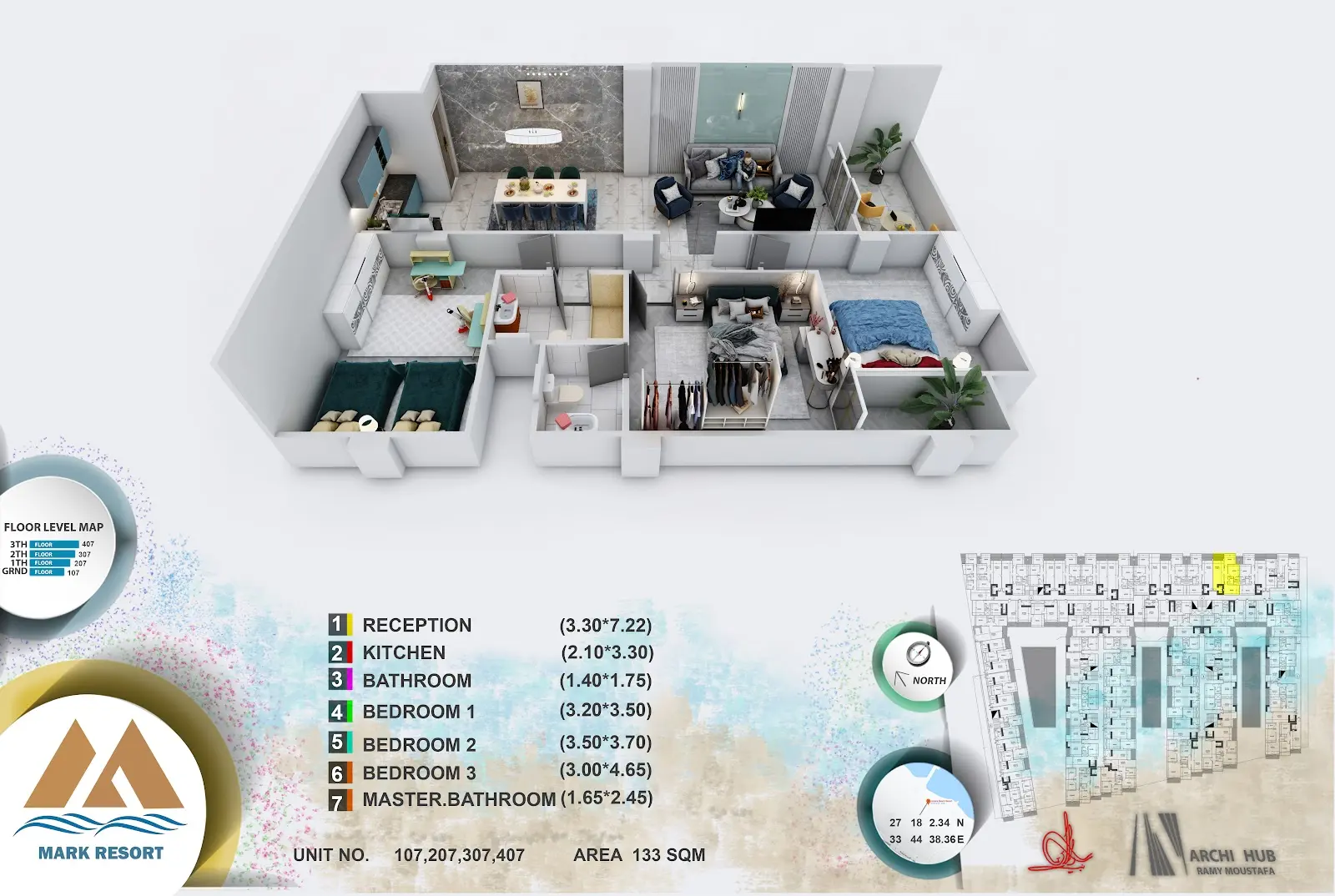 3-bedroom apartment 107, building 2 — Mark Resort