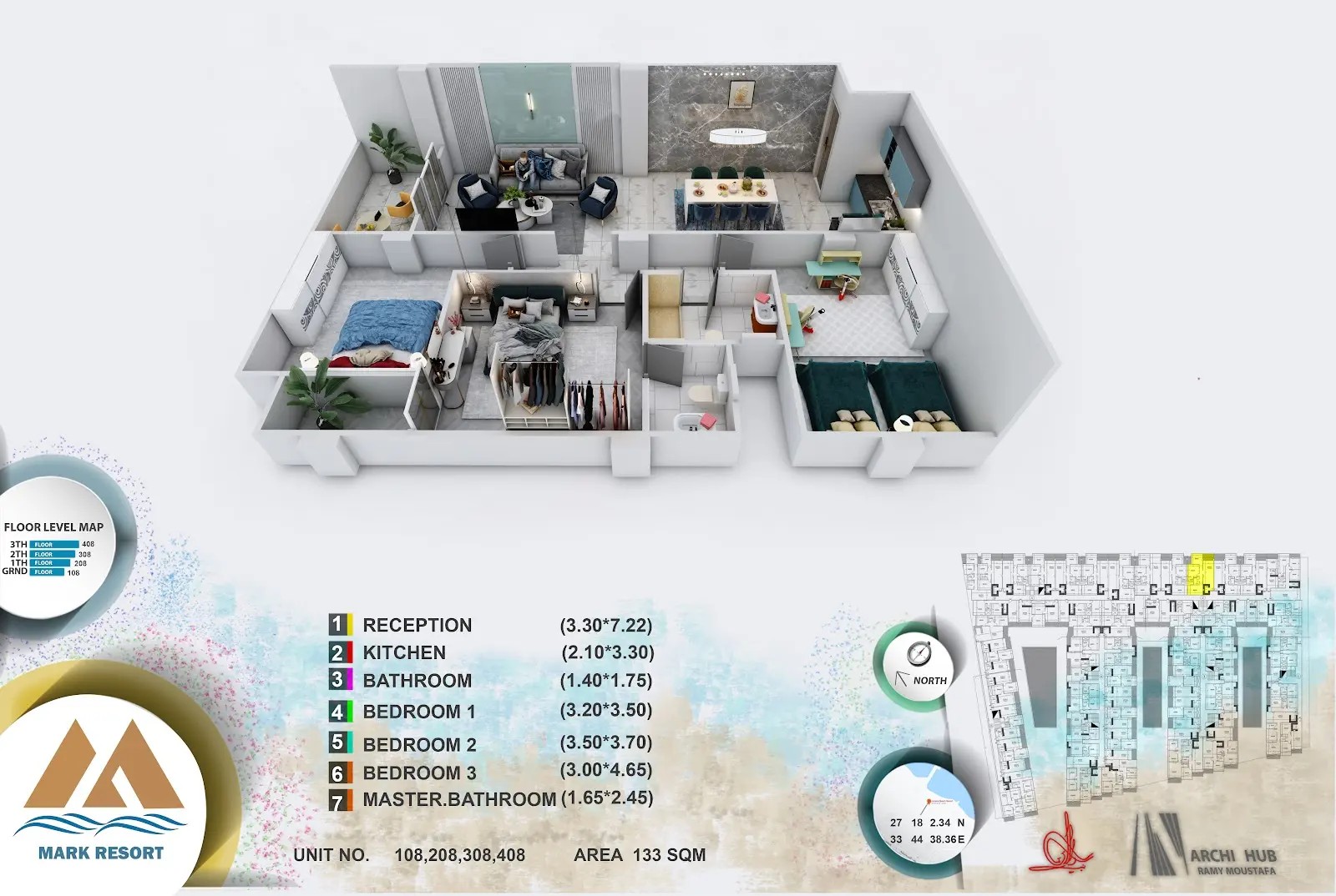 3-bedroom apartment 108, building 2 — Mark Resort