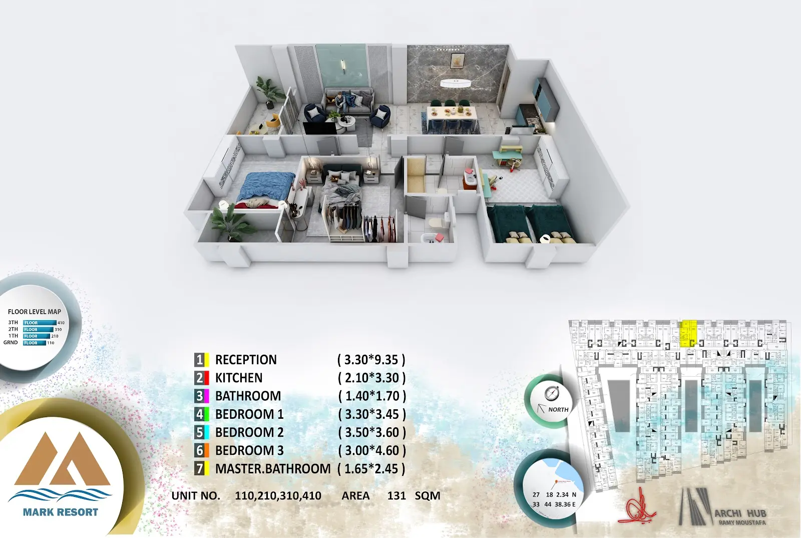 3-bedroom apartment 110, building 2 — Mark Resort