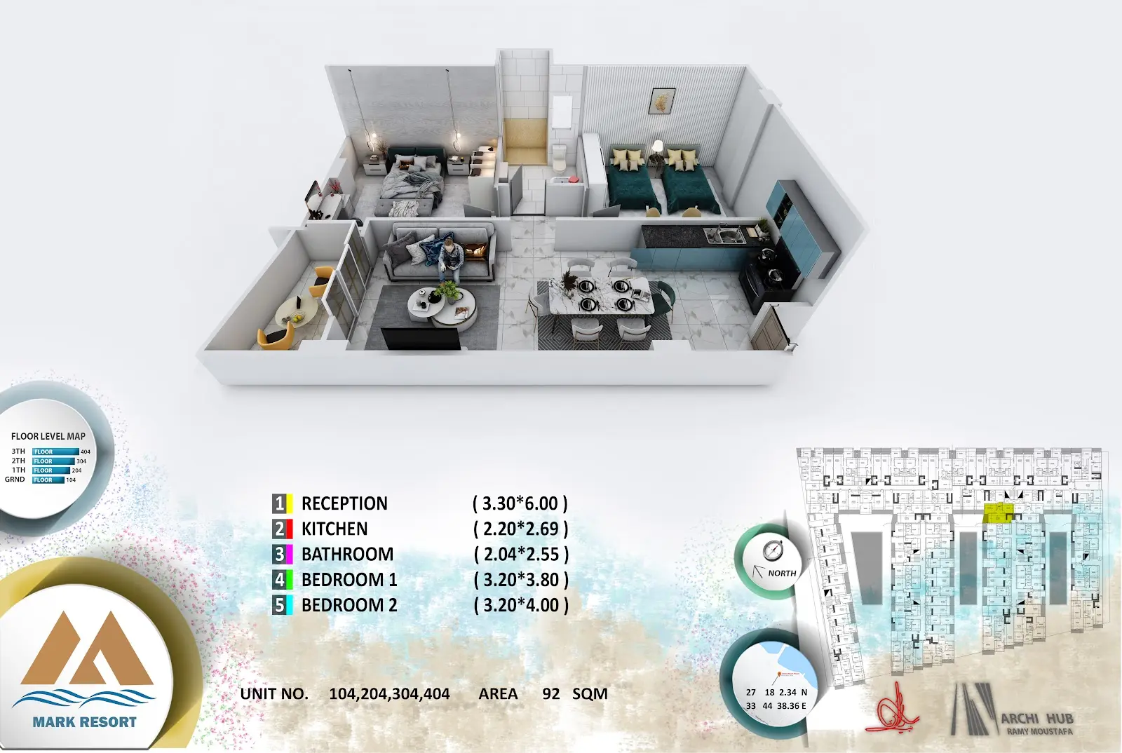 2-bedroom apartment 104, building 3 — Mark Resort