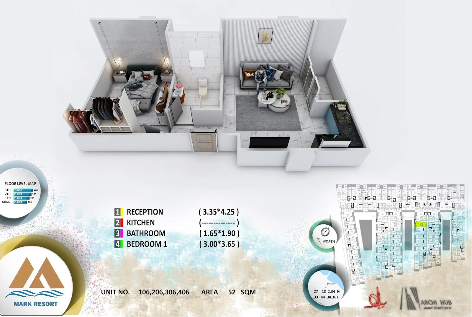 1-bedroom apartment 106, building 3 — Mark Resort