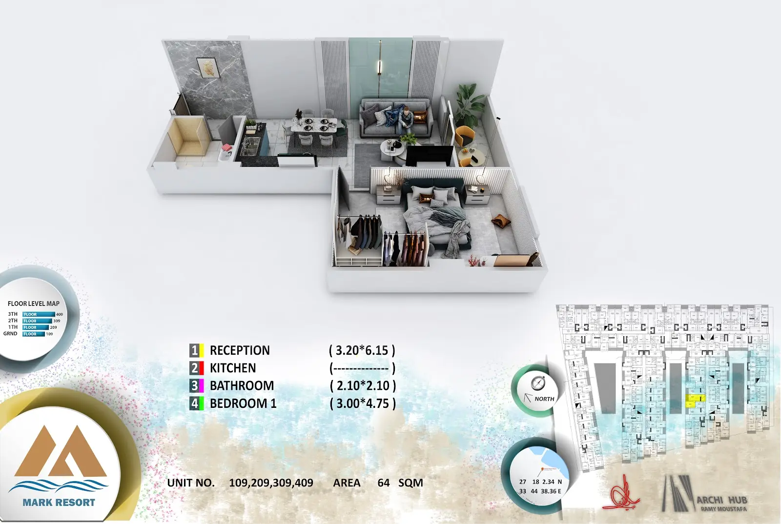1-bedroom apartment 209, building 3 — Mark Resort