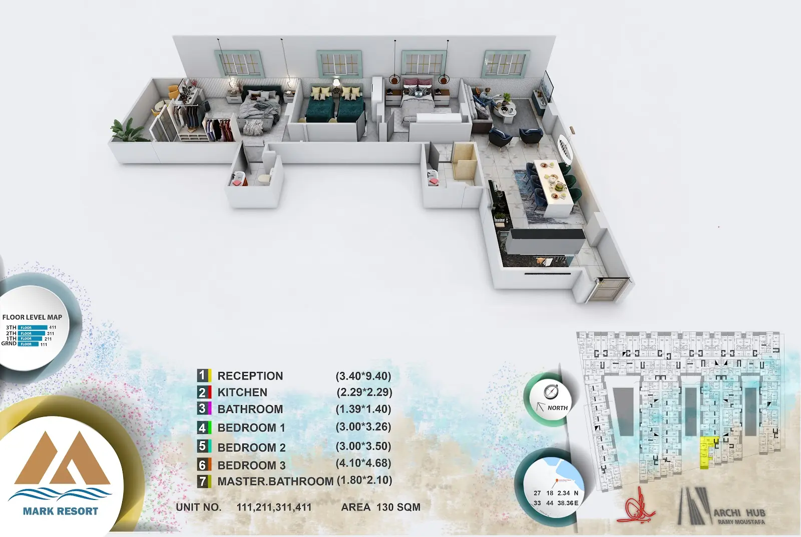 3-bedroom apartment 111, building 3 — Mark Resort
