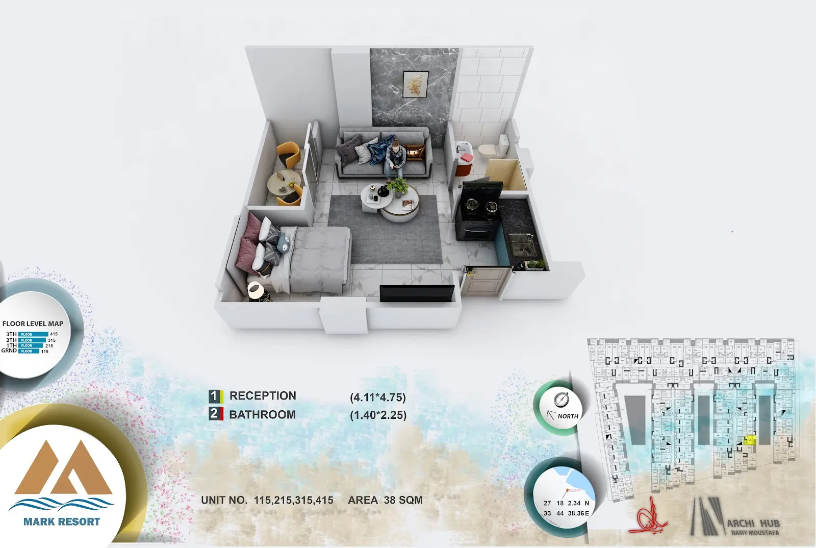 Studio apartment 115, building 3 — Mark Resort
