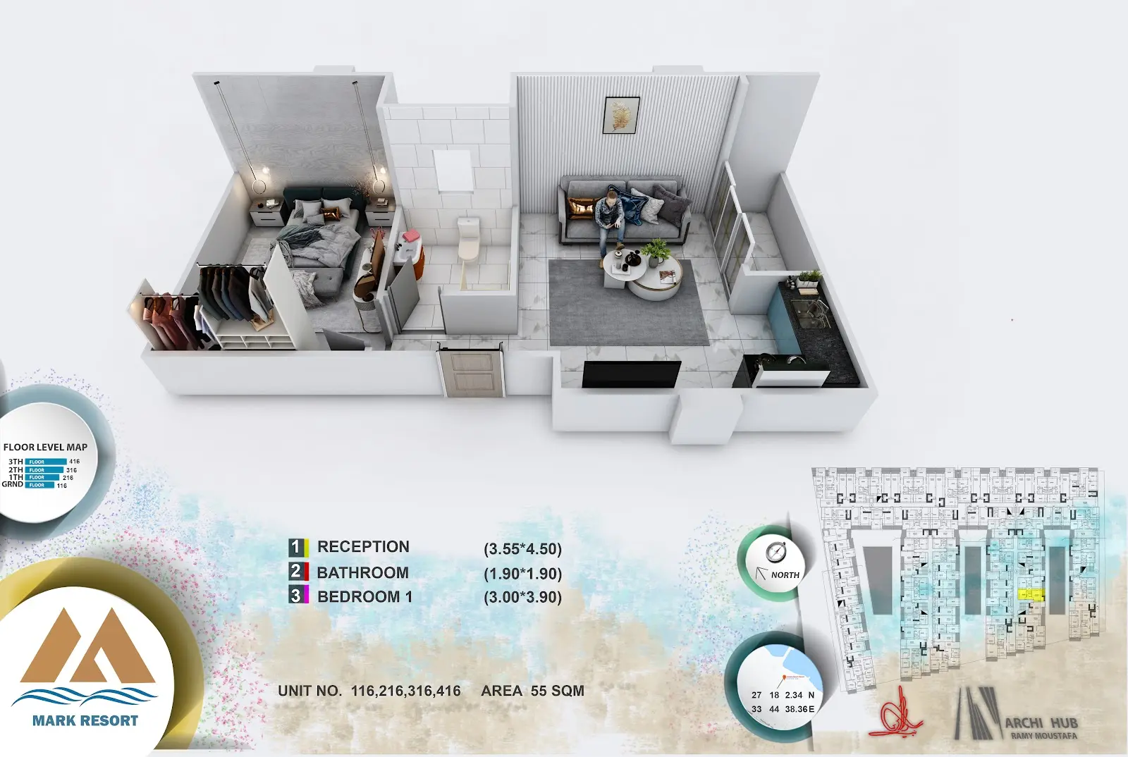 1-bedroom apartment 116, building 3 — Mark Resort