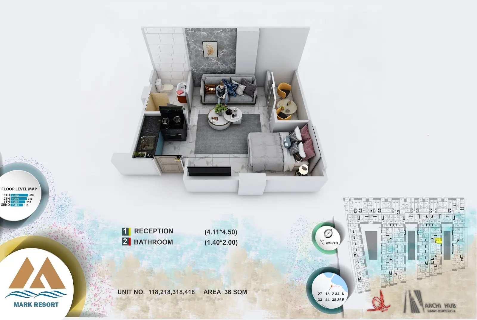 Studio apartment 218, building 3 — Mark Resort