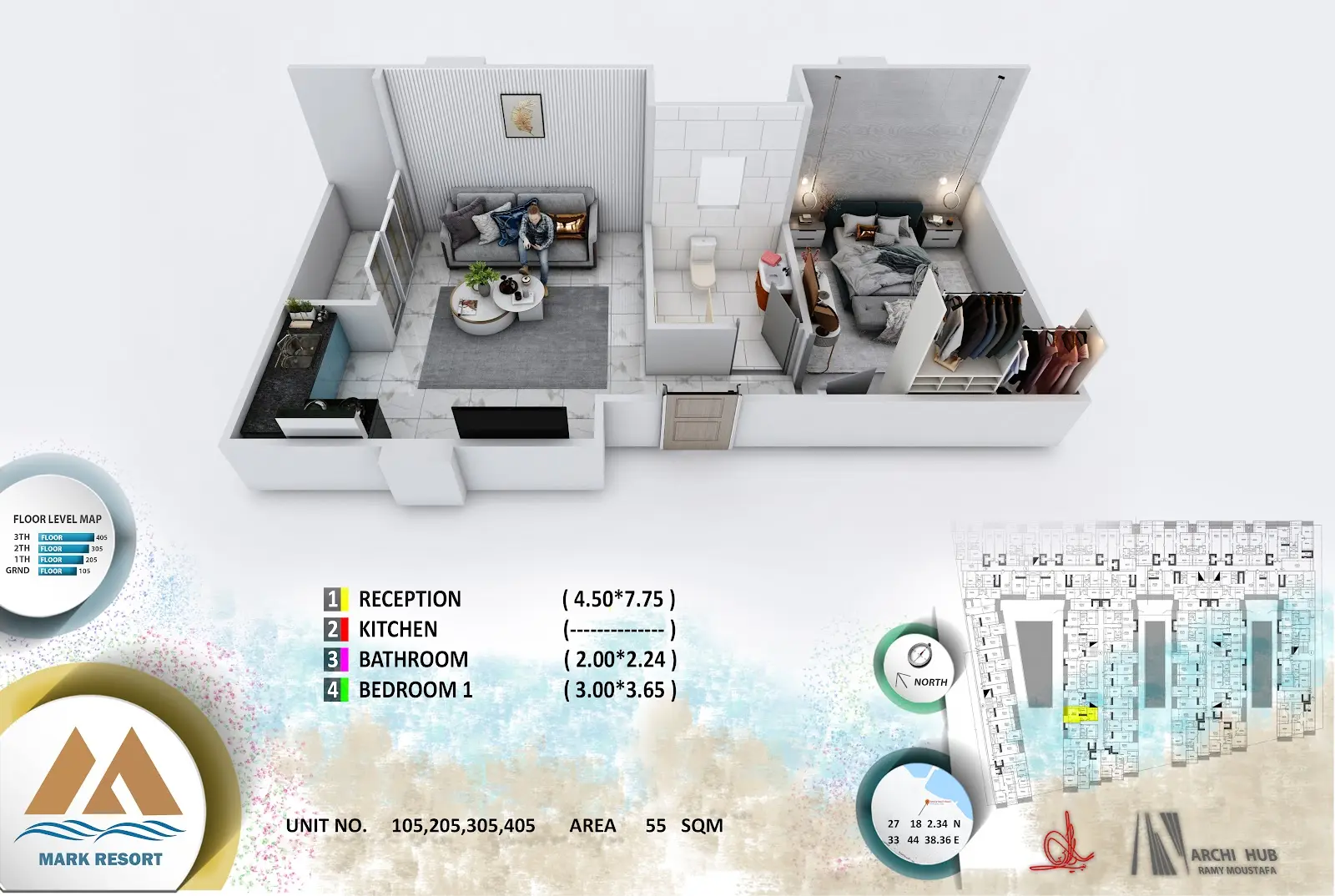 1-bedroom apartment 405, building 4 — Mark Resort