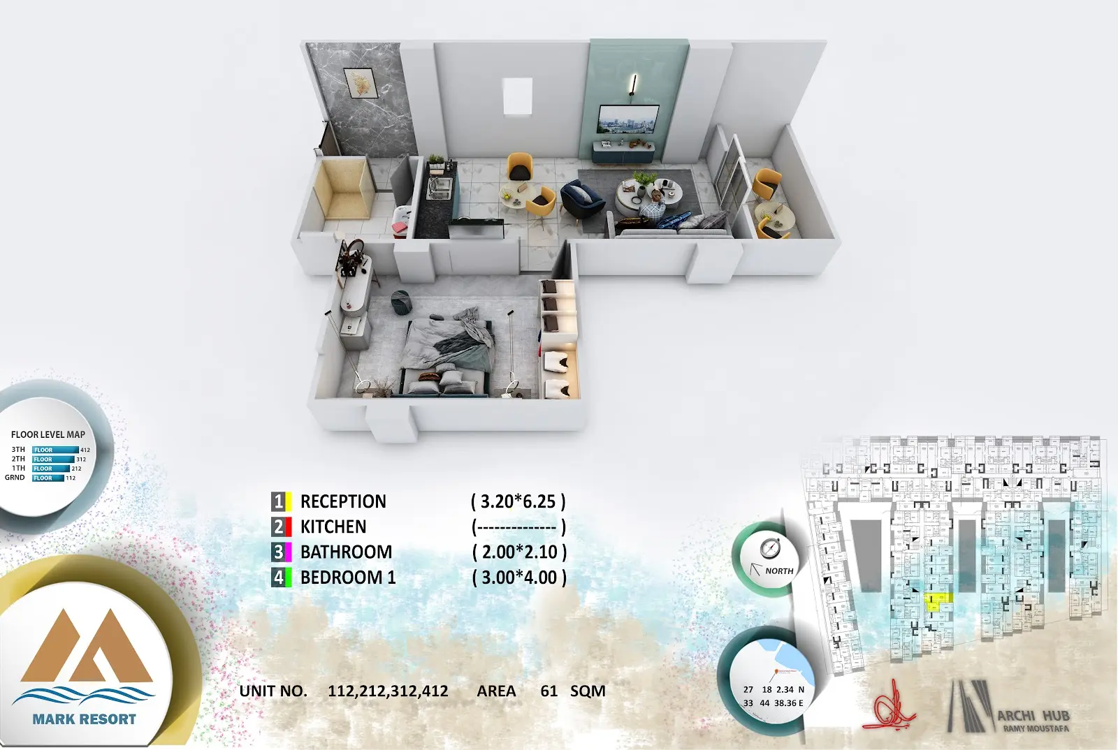 1-bedroom apartment 112, building 4 — Mark Resort