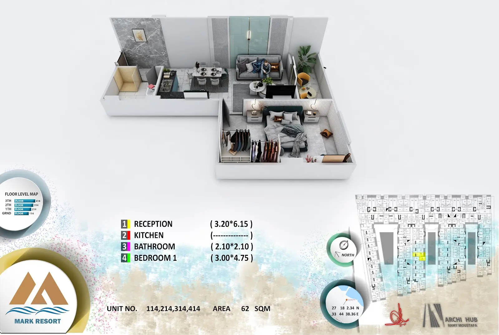 1-bedroom apartment 114, building 4 — Mark Resort