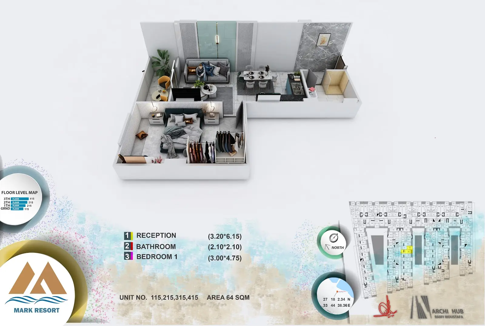 1-bedroom apartment 115, building 4 — Mark Resort