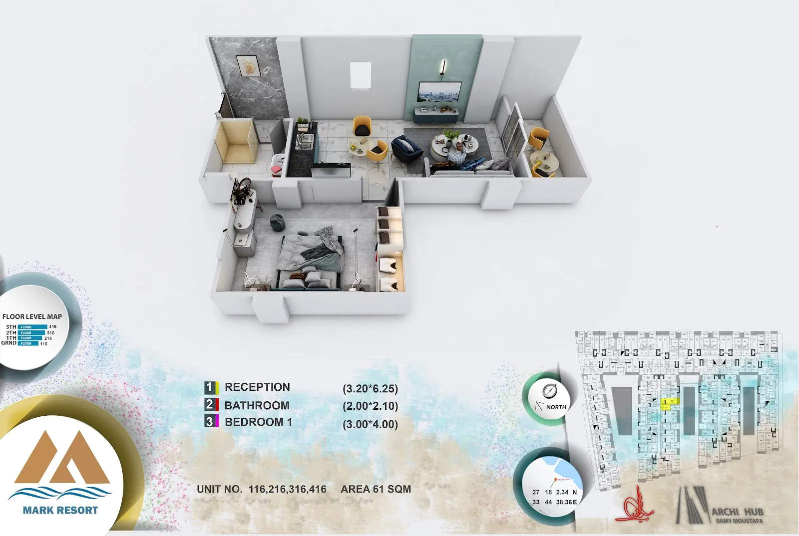1-bedroom apartment 116, building 4 — Mark Resort