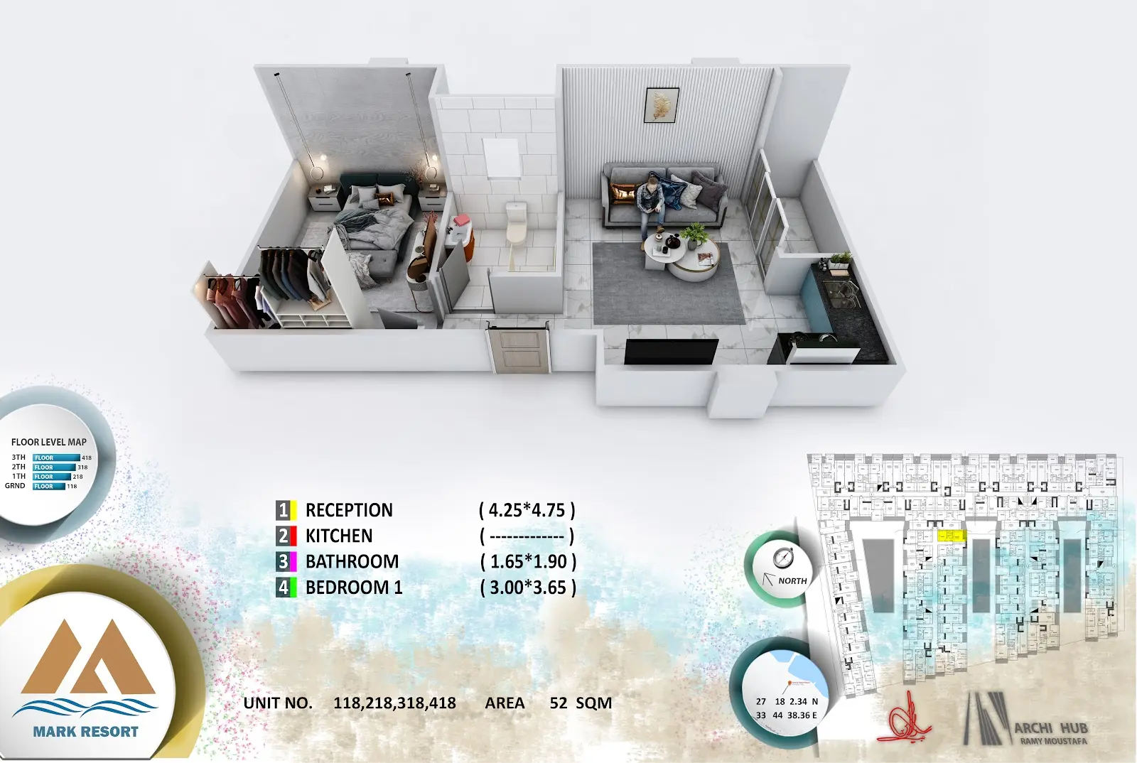 1-bedroom apartment 418, building 4 — Mark Resort